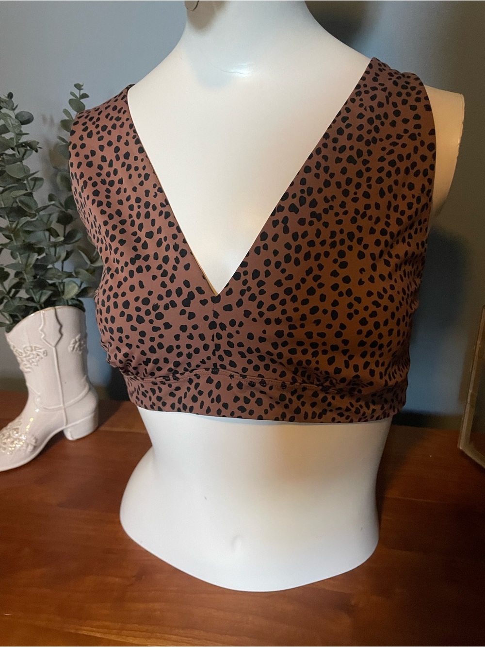 Old Navy Brown Leopard-Spot V-Neck Crop Bralette xxl